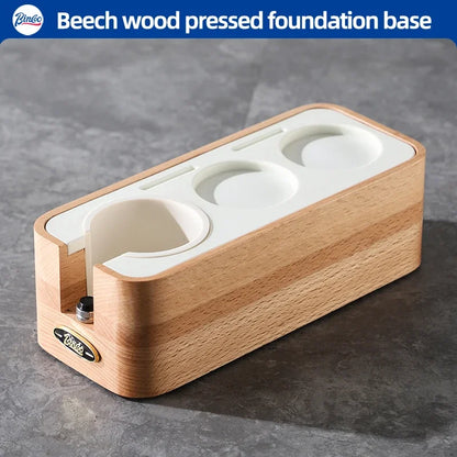 Bincoo Beech Wood Coffee Tamping Stand Tamper Station Fits 51/58mm Portafilters Espresso Distributor Base Set Home Barista Tools