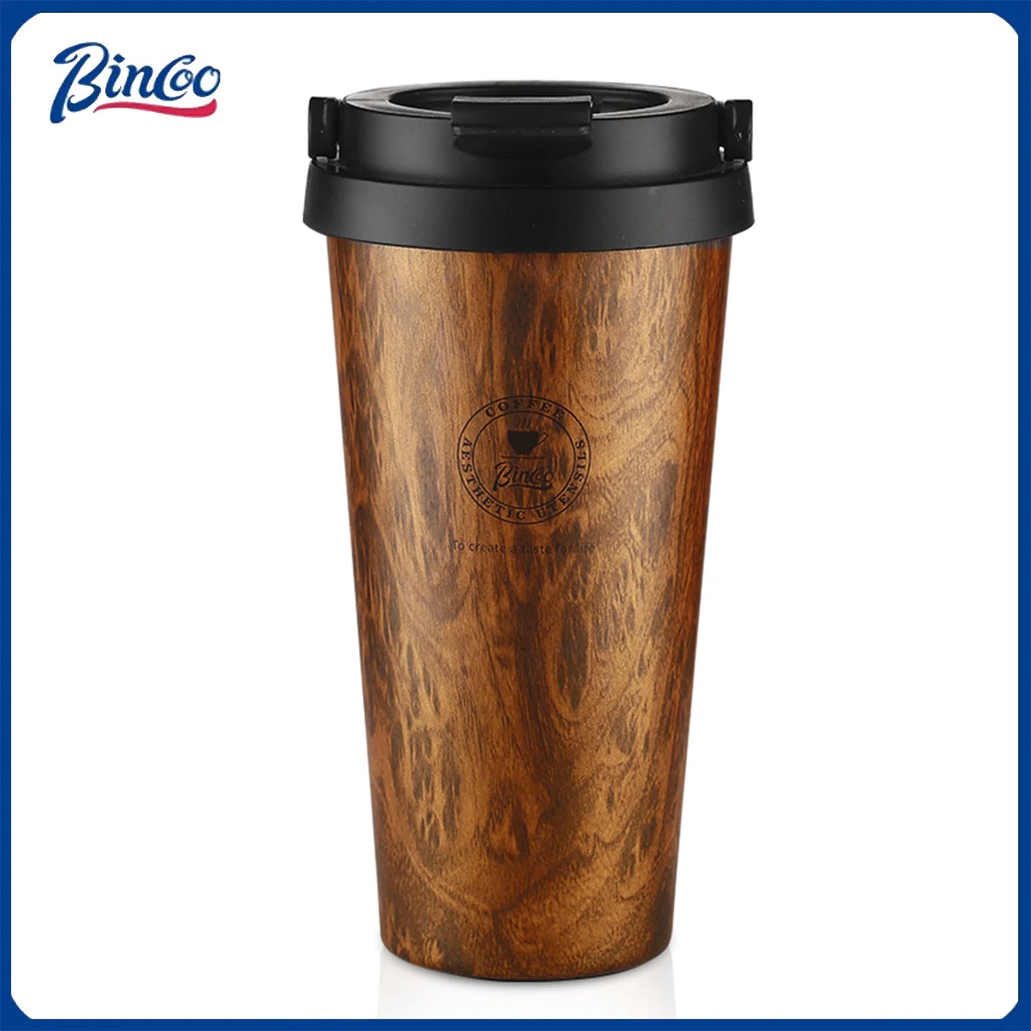 Bincoo Vacuum Insulated Coffee Tumbler 500ML – Stainless Steel Portable Travel Mug for Hot & Cold Drinks, Car Friendly