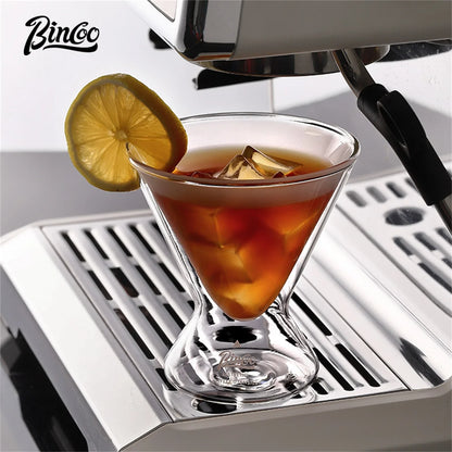 Bincoo Double Wall Insulated Hourglass Glass Coffee Cup Thermal Resistant Anti Scalding Handled Mug for Hot Drinks Tea and Milk