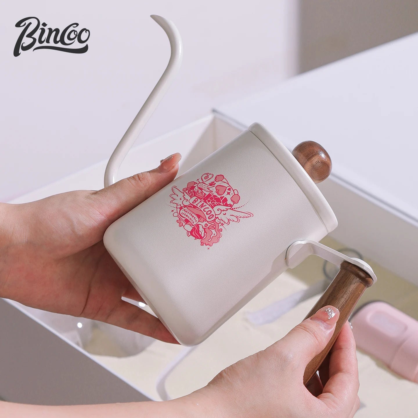 Bincoo 600 ML Coffee Gooseneck Kettle Cafe Camping Drip Pot  Barista Accessories Tools Coffeeware Utensils Tea Water