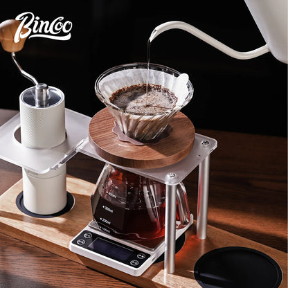 Bincoo Professional Coffee Dripper Stand Acrylic Body Anti-Slip Base and Sturdy Aluminum Frame for Secure Organized Storage