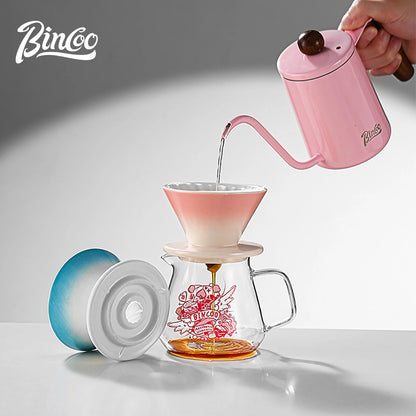 Bincoo Pour Over Coffee Set – Ceramic Dripper & Carafe, Drip Extraction Brewer, Perfect Gift for Coffee Lovers