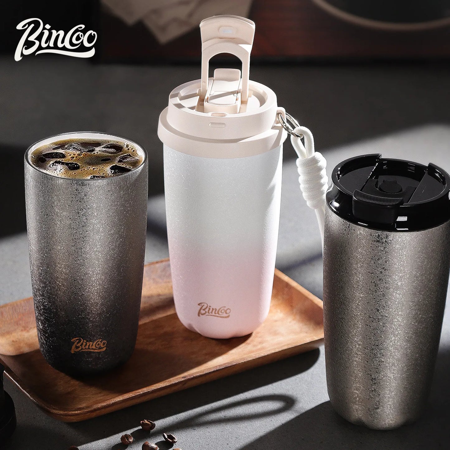 Bincoo 500ml Double Wall Ceramic Lined Travel Mug Car Vacuum Insulated Coffee Cup Portable Stainless Steel Thermal Cup for Daily