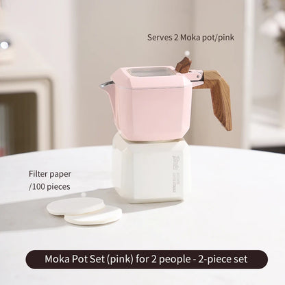 Bincoo Dog Shape Dual Valve Moka Pot Set Stovetop Espresso Maker Cute Animal Design Home Coffee Brewing Kit