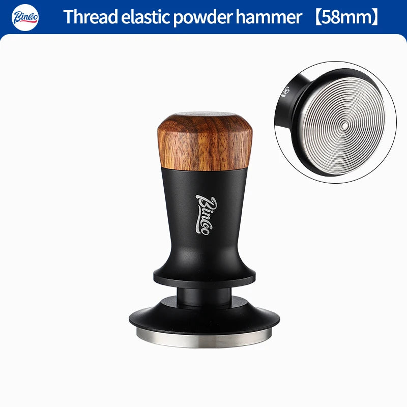 Bincoo Professional Coffee Tamper 51/58mm Spring Pressure Threaded Base Auto Leveling for Portafilter Use