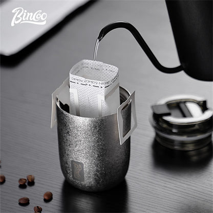 BINCOO 240ML Pure Titanium Coffee Thermos Cup Car Leak-proof Travel Thermal Mug Portable Vacuum Insulated Coffee Cup Gift Box