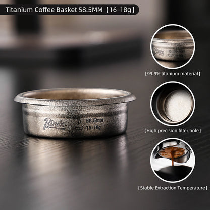 Bincoo Professional Titanium Espresso Basket 58.5mm High Precision Construction for Optimal Extraction Even Water Flow Perfect