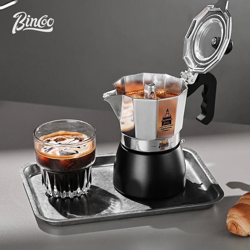 BINCOO Espresso Maker, Grecas De Cafe, Italian Coffee Pot Ideal for Kitchens & RV Travel, Full-Bodied Coffee with Ease & Style