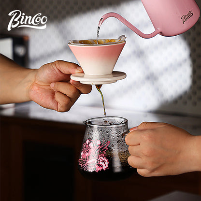 Bincoo Pour Over Coffee Set – Ceramic Dripper & Carafe, Drip Extraction Brewer, Perfect Gift for Coffee Lovers