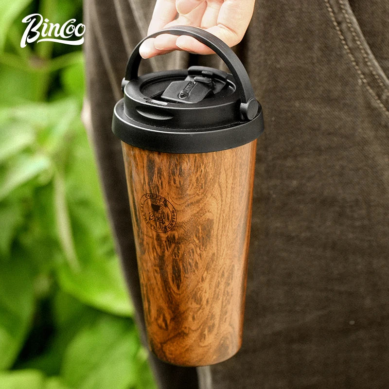 Bincoo Vacuum Insulated Coffee Tumbler 500ML – Stainless Steel Portable Travel Mug for Hot & Cold Drinks, Car Friendly