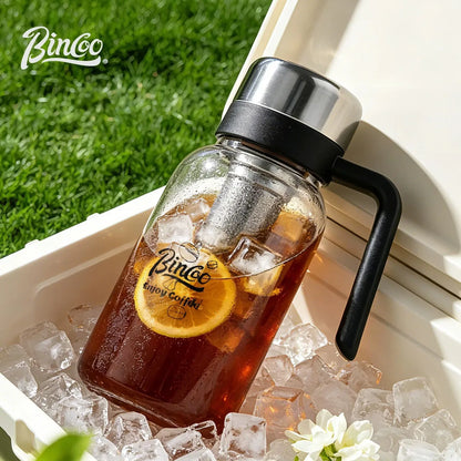 Bincoo Cold Brew Coffee Maker Glass Cold Brew Pitcher with Fine Mesh Filter & Handle Portable Iced Coffee Infuser Bottle
