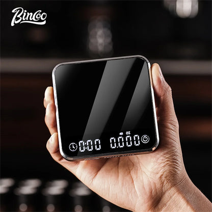 Bincoo Electronic Coffee Scale Digital Metal Body&Mirror Glass Portable Kitchen Scale With Timer Precision 0.01g Weight Barista