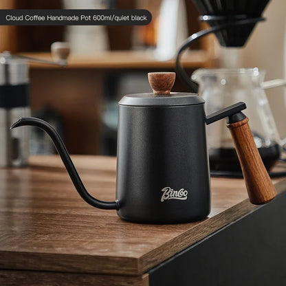 Bincoo GYKF2313 Stainless Steel Hand Drip Coffee Kettle with Real Wood Handle Long Gooseneck Spout  Precision Pouring and Home Brewing