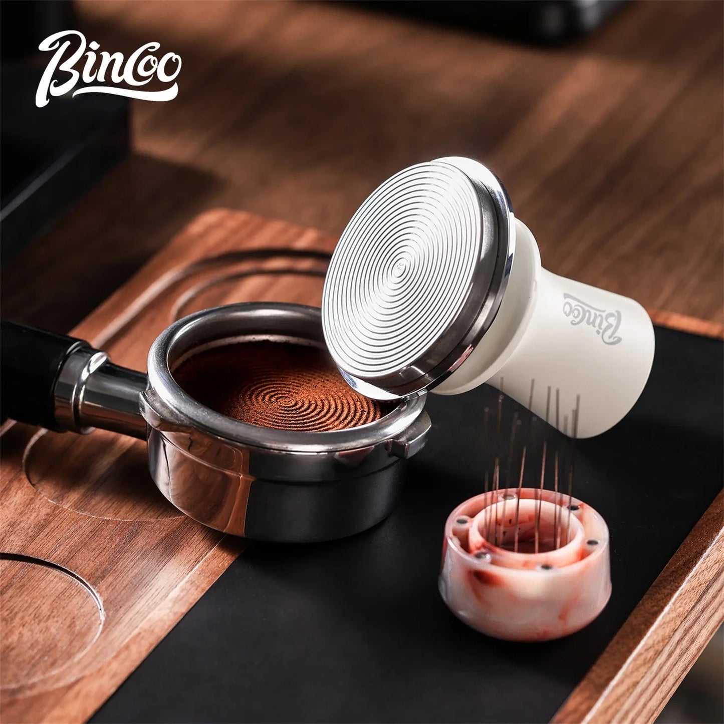 Bincoo 30Ib Constant Pressure 51/58mm Coffee Tamper Multifunctional Magnetic With Powder Needle Disperser Espresso Powder Tamper