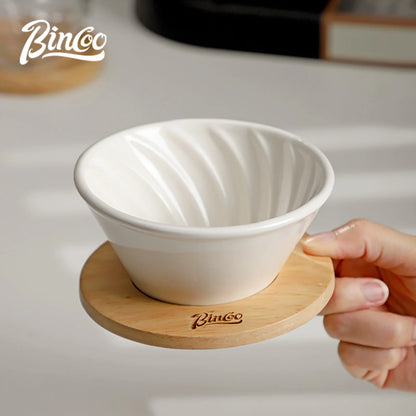 Bincoo 400ml Pour Over Coffee Dripper Espresso Pot Set Coffee Kettle Brewing Cup Threaded Ceramic Funnel Filter Cup Tea Pot