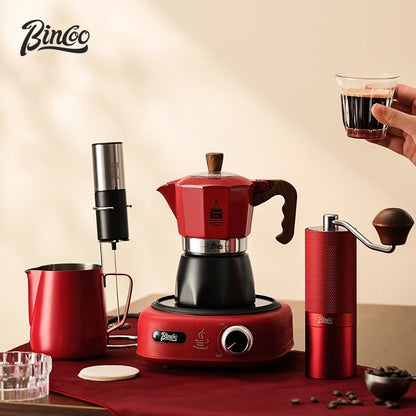BINCOO Double Valve Moka Pot Coffee Maker with Electric Stove Home Pot Outdoor Mini Coffee Pot 2 Cups, stovetop espresso maker