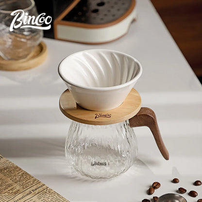 Bincoo 400ml Pour Over Coffee Dripper Espresso Pot Set Coffee Kettle Brewing Cup Threaded Ceramic Funnel Filter Cup Tea Pot