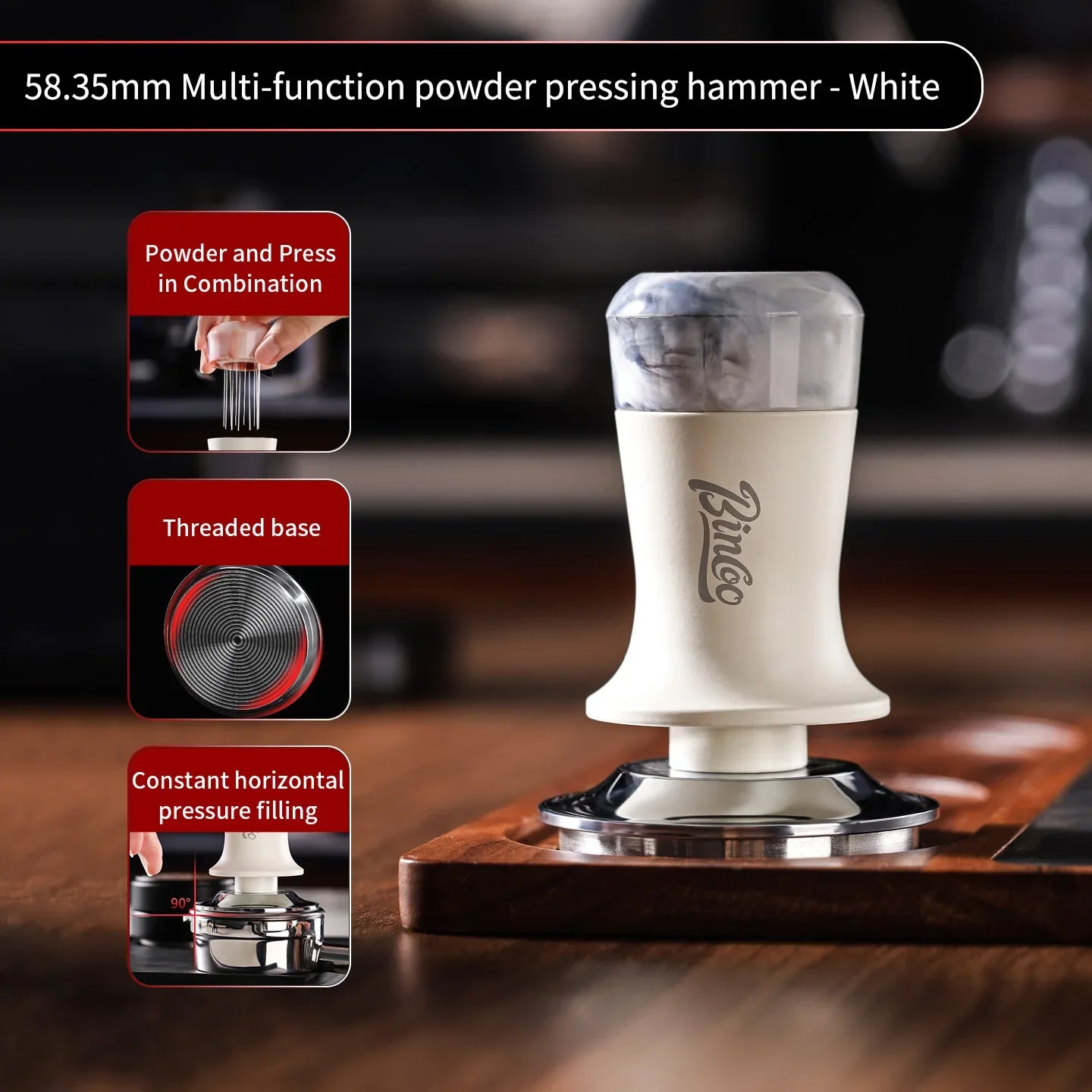 Bincoo 30Ib Constant Pressure 51/58mm Coffee Tamper Multifunctional Magnetic With Powder Needle Disperser Espresso Powder Tamper