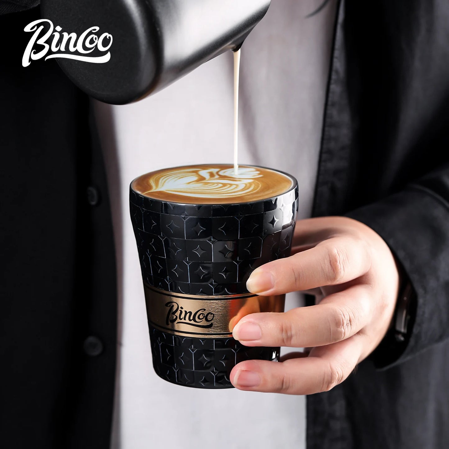 BINCOO 280/500ml Portable Coffee Thermos Cup Double Layered Ceramic Inner Wall Stainless Steel Car Travel Leak-proof Coffee Mugs