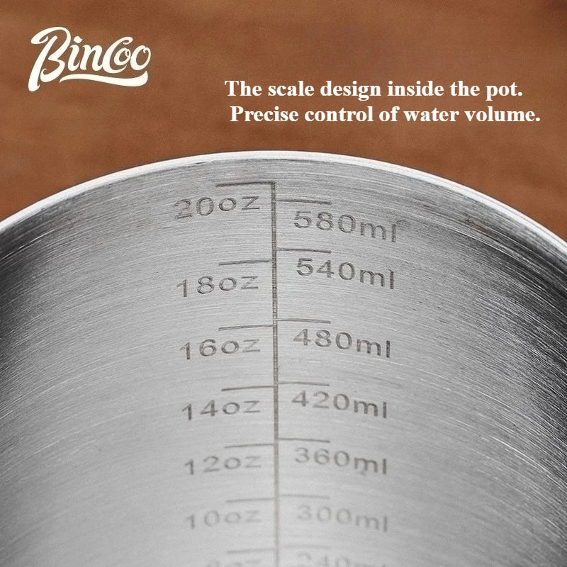 Bincoo 600 ML Coffee Gooseneck Kettle Cafe Camping Drip Pot  Barista Accessories Tools Coffeeware Utensils Tea Water