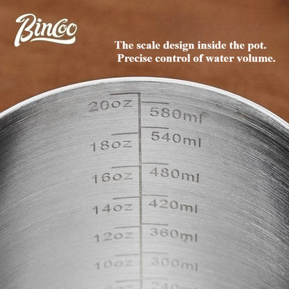 Bincoo 600 ML Coffee Gooseneck Kettle Cafe Camping Drip Pot  Barista Accessories Tools Coffeeware Utensils Tea Water