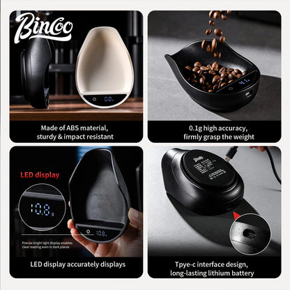 Bincoo Premium Digital Coffee Scale Includes Bean Weighing Tray Showcase Plate Multi Function for Espresso Pour Over Versatile
