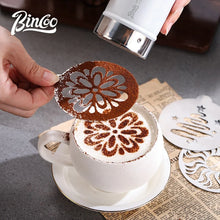 Bincoo GYKF2268  Stainless Steel Latte Art Template, Shaker Sifter Dispenser Duster Container, Tool Fancy Pattern Maker DIY Espresso Mold