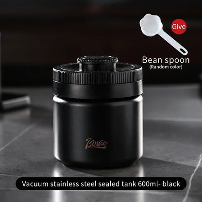 Bincoo 304 Stainless Steel Vacuum Coffee Container, Food-Grade Airtight Canister, Stackable with Date Scale, Home/Commercial