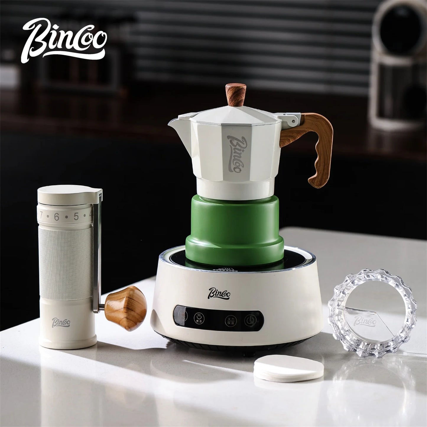 Bincoo GYKF2291 Professional 3Valve Moka Pot Construction 2-3 pa Pressure System Eagle Spout Design Prevents Leakage Home Coffee Brewing