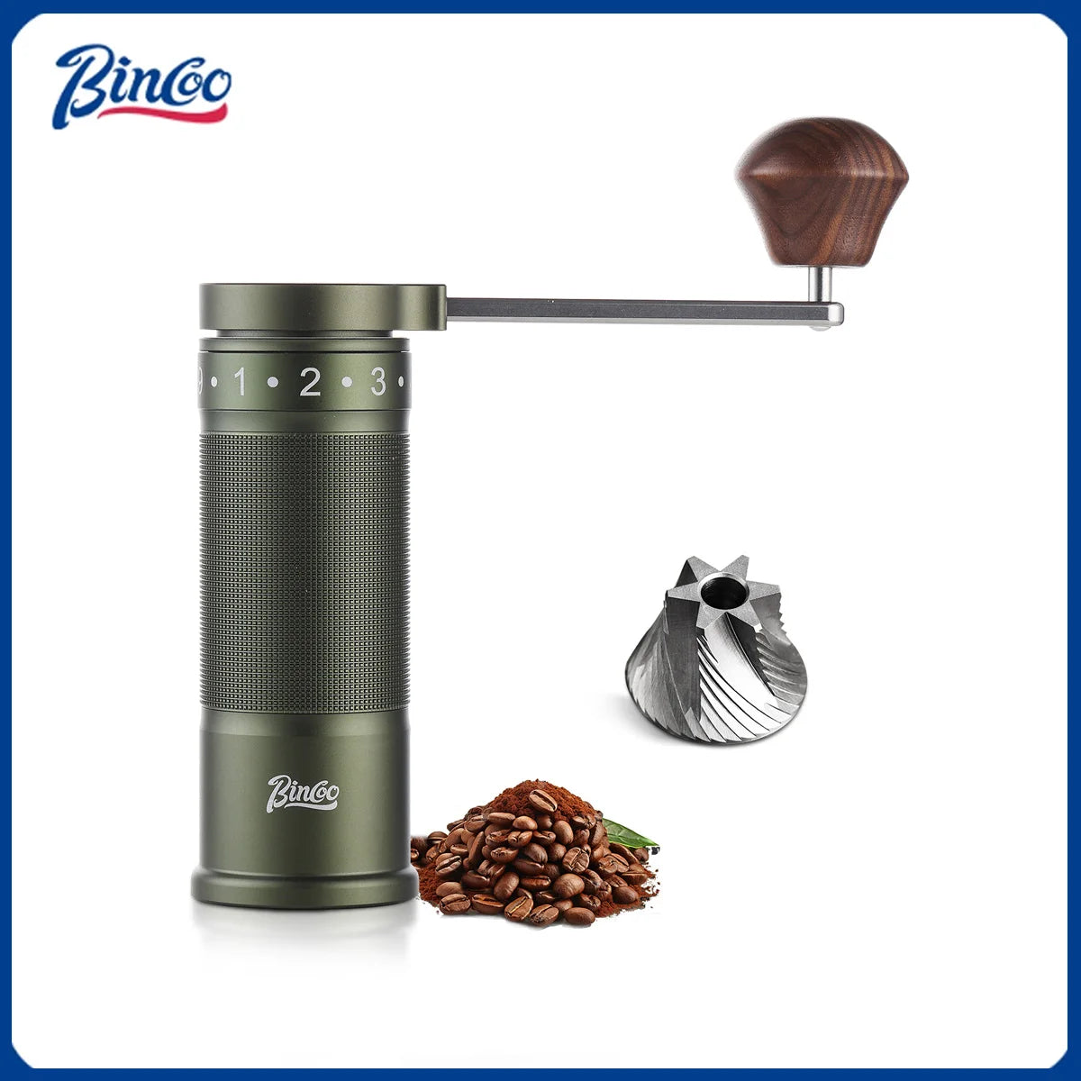 Bincoo Manual Coffee Grinder Hand Adjustable Portable Mill 420 CNC Steel Core Burr Inside Foldable Coffee Grinder Barista Tools