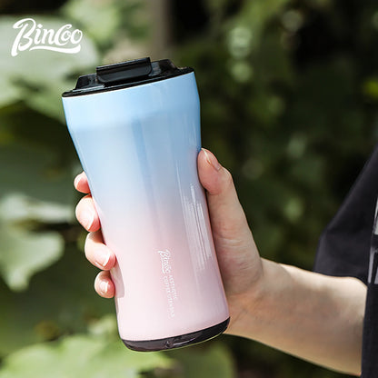 BINCOO 380ML 316 Stainless Steel Coffee Cup, Car Thermos Mug, Leak_Proof Double Wall Ceramic Inner Liner Vacuum Insulated Cups