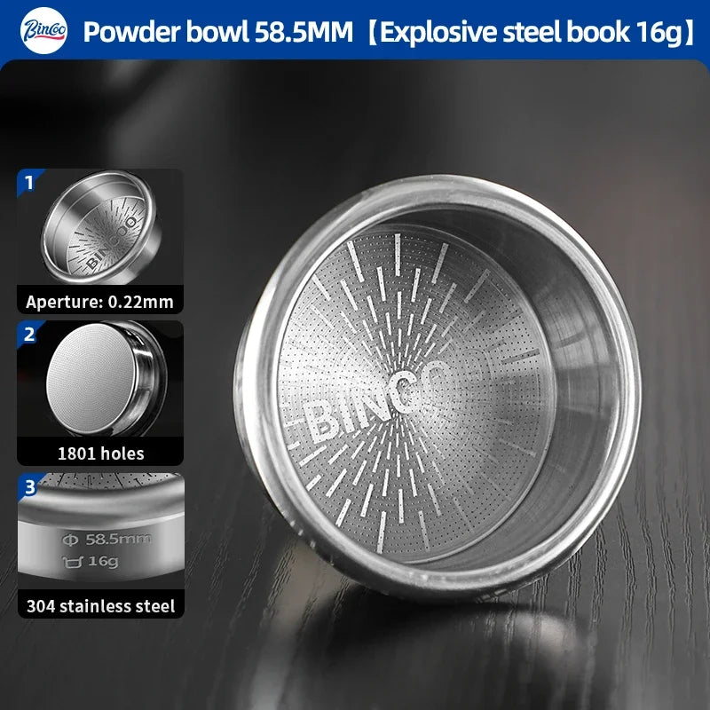 BINCOO High Precision Extraction Matrix Basket Filter,Micro Sieve Filter Basket Stainless Steel Portafilter Basket for 51/58.5mm