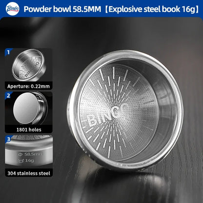 BINCOO High Precision Extraction Matrix Basket Filter,Micro Sieve Filter Basket Stainless Steel Portafilter Basket for 51/58.5mm