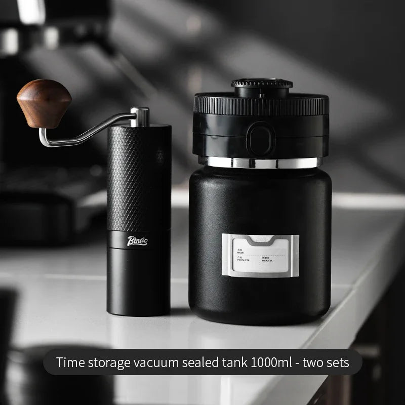 Bincoo 1000ML Coffee Bean Vacuum Airtight Sealed Tank Stainless Steel Grain Tea Nut Keep Fresh Storage Jars Kitchen Sealed Cans