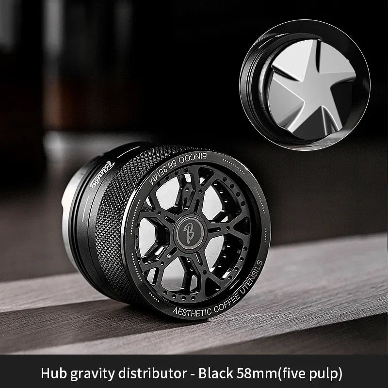 Bincoo 58/58.35mm Self Gravity Powder Distributor Stainless Steel Powder Hammer Automatic Height Adjustment Italian Barista Tool