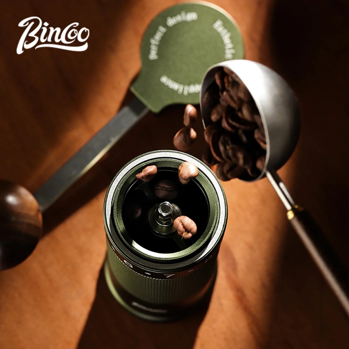 Bincoo Manual Coffee Grinder Hand Adjustable Portable Mill 420 CNC Steel Core Burr Inside Foldable Coffee Grinder Barista Tools
