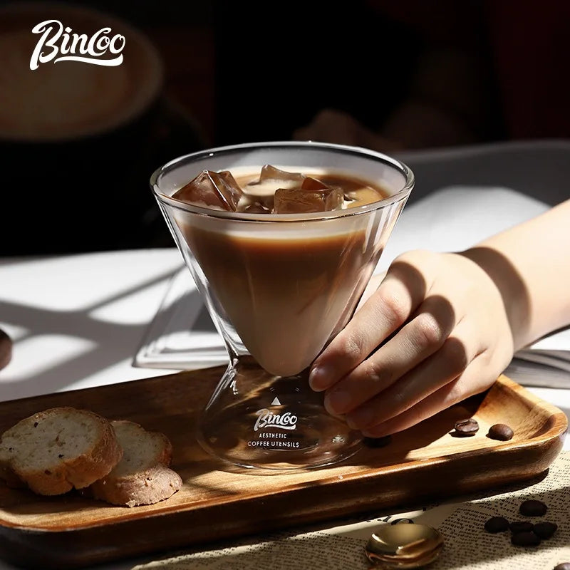 Bincoo Double-Walled Glass Coffee Cup, ice Extraction, Special Drink Latte Cup 180ml, Hot Beverages, for Spirits & Coffee Lovers