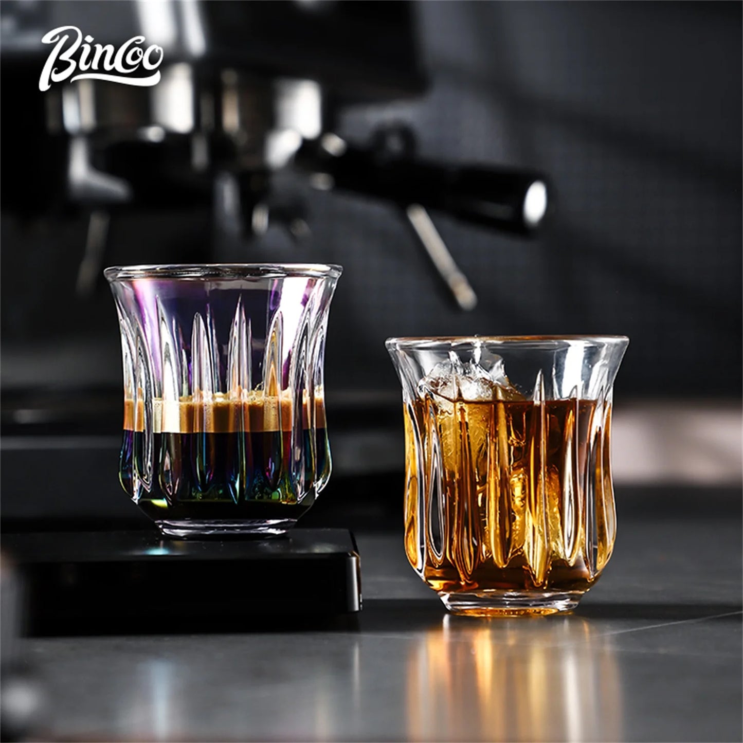 BINCOO 90ml-400ml Glass Coffee Cup Drinking Glasses for Espresso Cappuccino Latte Mug Juice Cocktails Home Kitchen Barista Tools