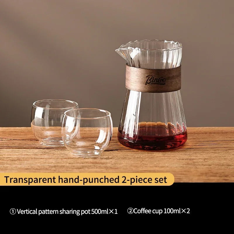 Bincoo 500ml Coffee Share Pot Pour Over Coffee Dripper Set Glass Server V01 Funnel Drip Maker Brewed Cup Coffee Sharing Pots Set