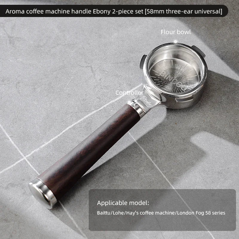 Bincoo Aroma Bottomless Portafilter, Walnut 58mm Universal, Espresso Machine Upgrade, Open Design Fits Delonghi Dongling