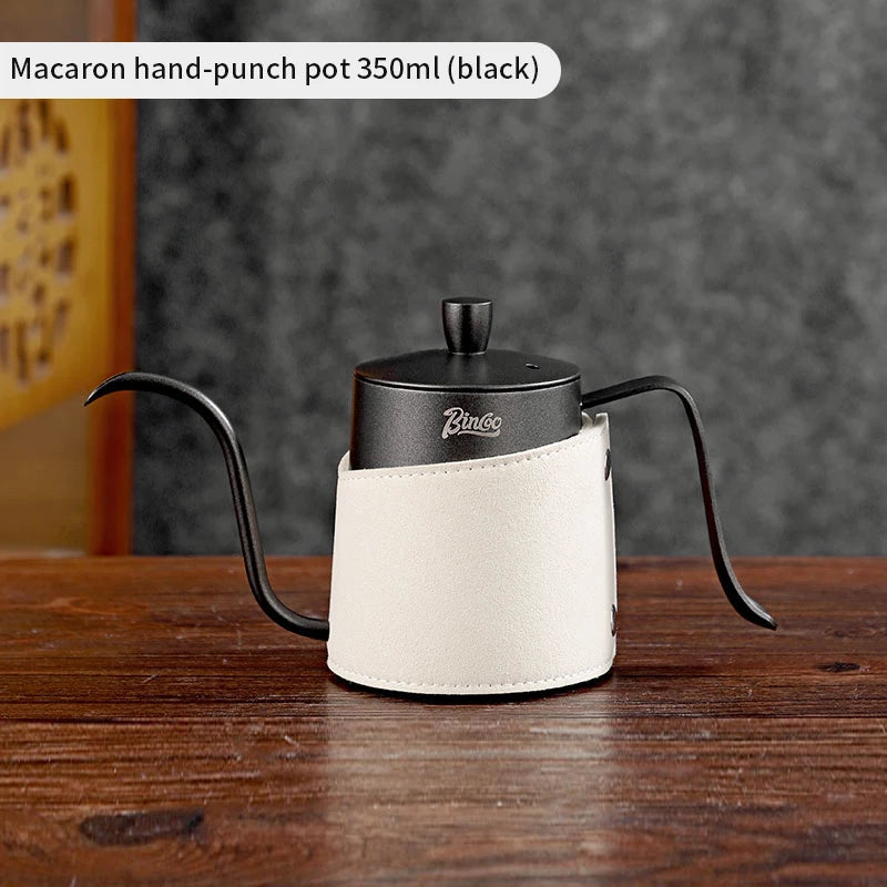 Bincoo 350ML Hand Brewed Coffee Pot Stainless Steel Goose Neck Long Spout Narrow Mouth with Handle Milk Foam Teapot Kitchen Tool