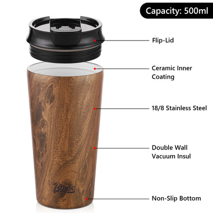 Bincoo 280ml 500ML Stainless Steel Coffee Cup With Ceramic inner liner Double Layer Thermal Mug Travel Car Insulated Water Cups