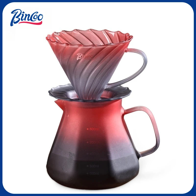 BINCOO Blackberry Hand Brew Coffee Pot Set V60 Filter Glass Sharing Pot Home Coffee Brewing Utensils
