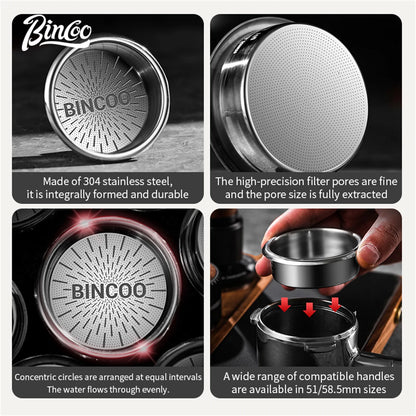 BINCOO Precision High Extraction Matrix 51/58.5mm Basket Filter,Micro Sieve Filter Basket Stainless Steel Portafilter Basket Net