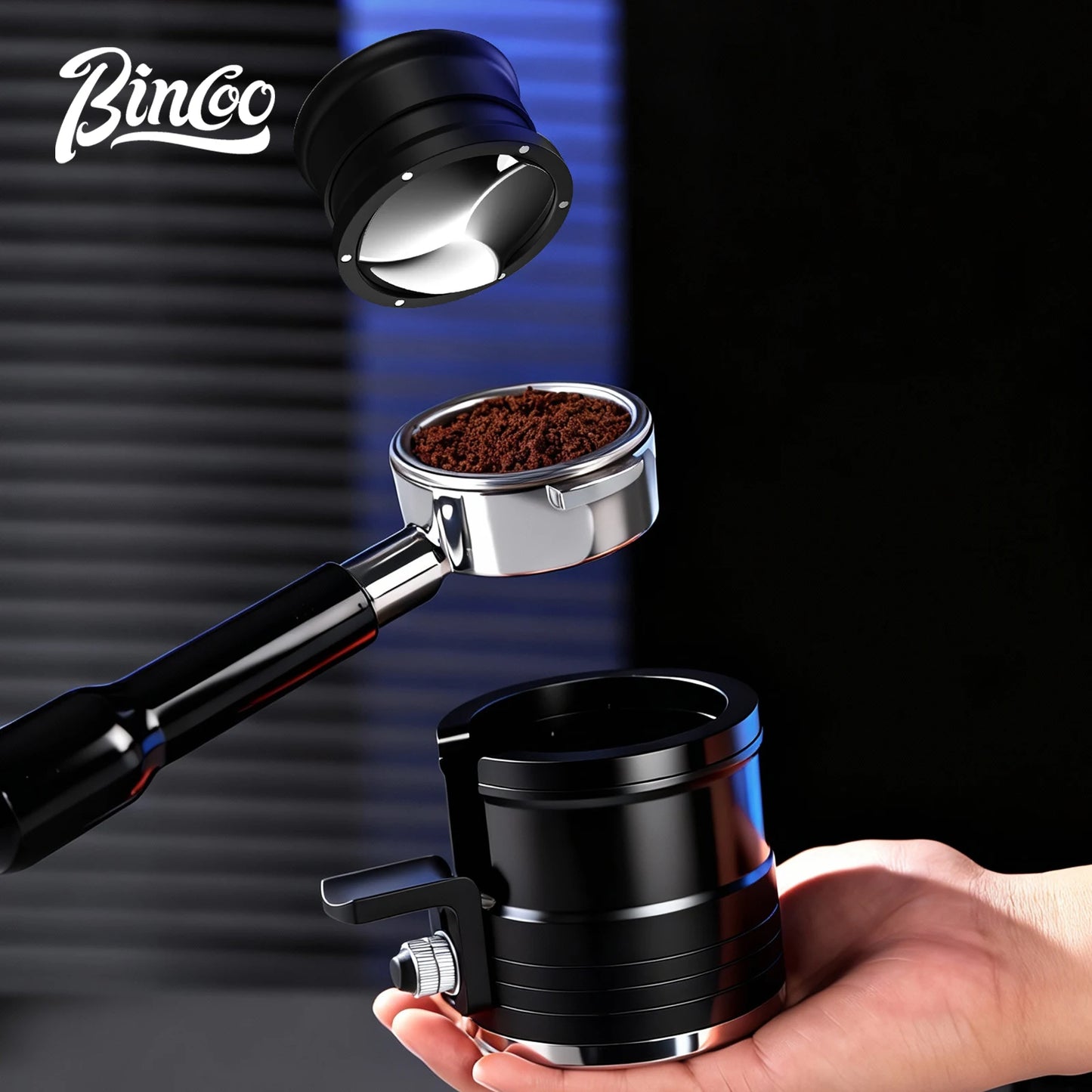 Bincoo Premium 58mm Magnetic Coffee Leveler Self Gravity Cyclone Design with 6 Concealed Magnets Even Grounds Distribution