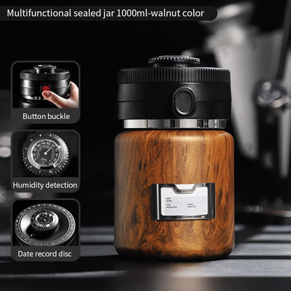 Bincoo Coffee Bean Vacuum Sealed Canister Coffee Powder Storage Canister Stainless Steel Double Layer Storage Canister