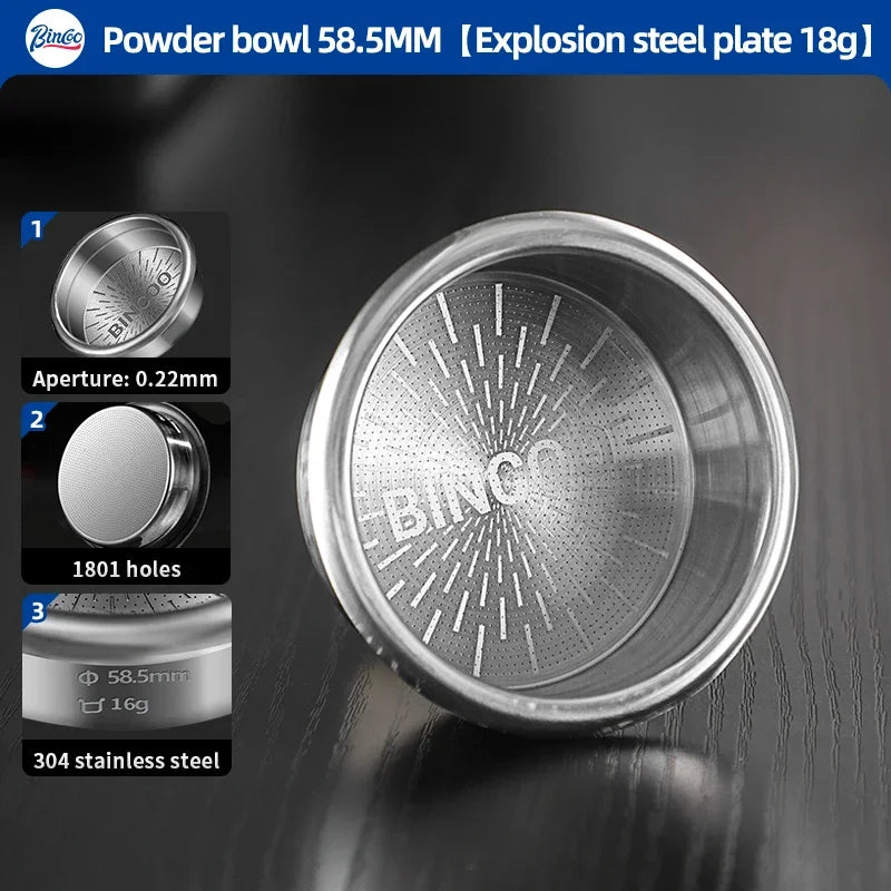 BINCOO High Precision Extraction Matrix Basket Filter,Micro Sieve Filter Basket Stainless Steel Portafilter Basket for 51/58.5mm