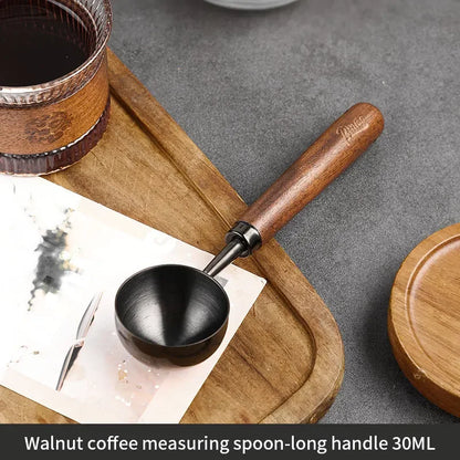 Bincoo Walnut Handle Coffee Scoop, 304 Stainless Steel Measuring Spoon for Coffee Beans, Gram Measurement Design