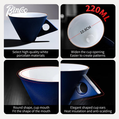 Bincoo Premium 220ml Ceramic Mug Set Ideal for Espresso Latte Mocha and Coffee Tasting Professional Grade Cups Elegant Design