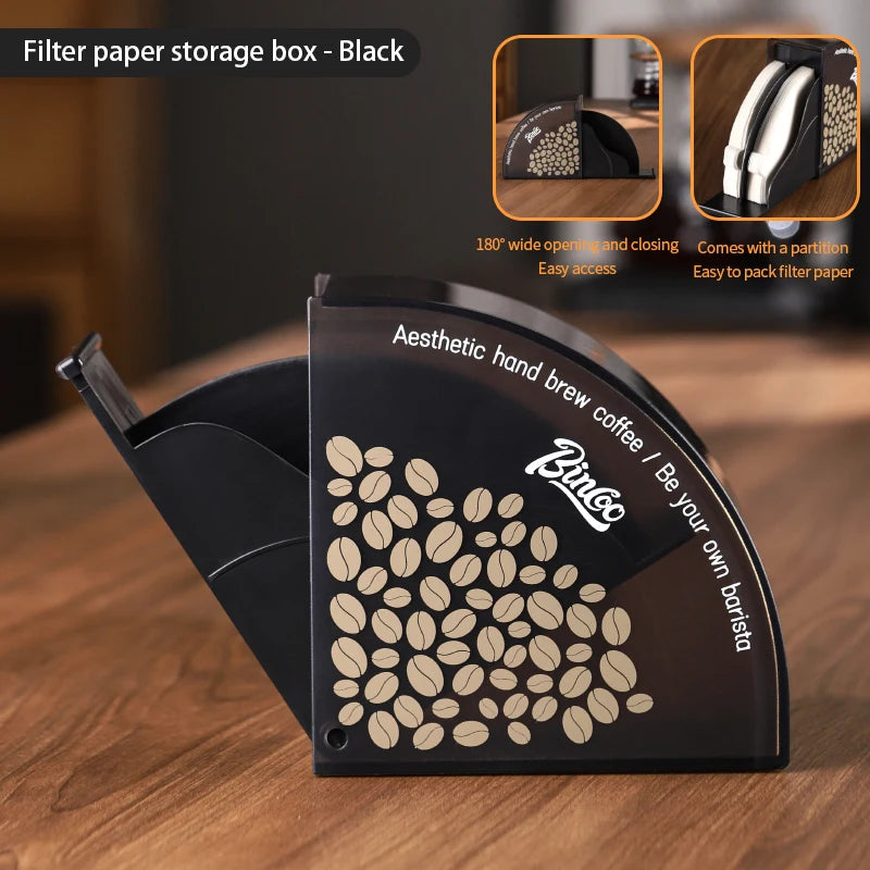 Bincoo Hot Sell Fan-shaped Coffee V Filter Paper Dust-proof Bar Storage Rack Storage Box Dustproof Filter Paper Box Barista Tool